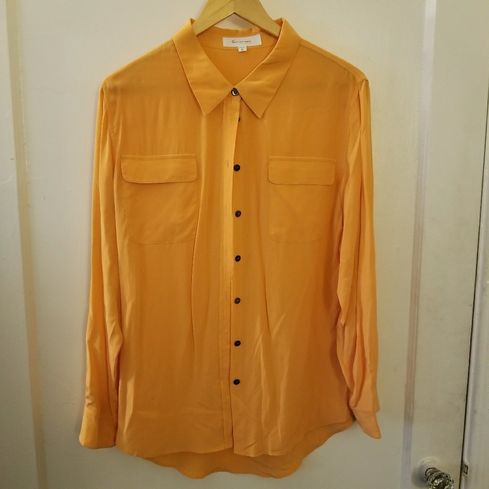 Two by Vince Camuto Orange Silk Shirt